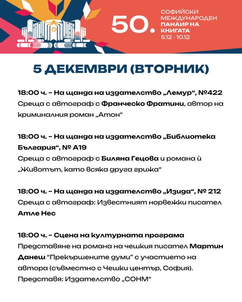 Софийски международен литературен фестивал 05.12.23
