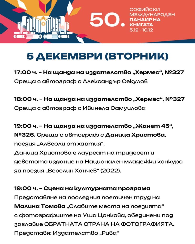Софийски международен литературен фестивал 05.12.23