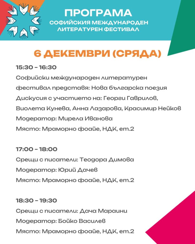Софийски международен литературен фестивал 6.12.2023г.